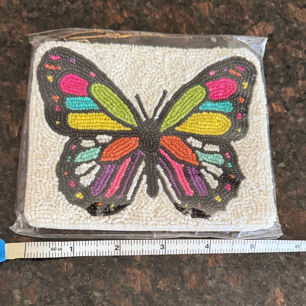 Colorful Beaded Butterfly Pouch